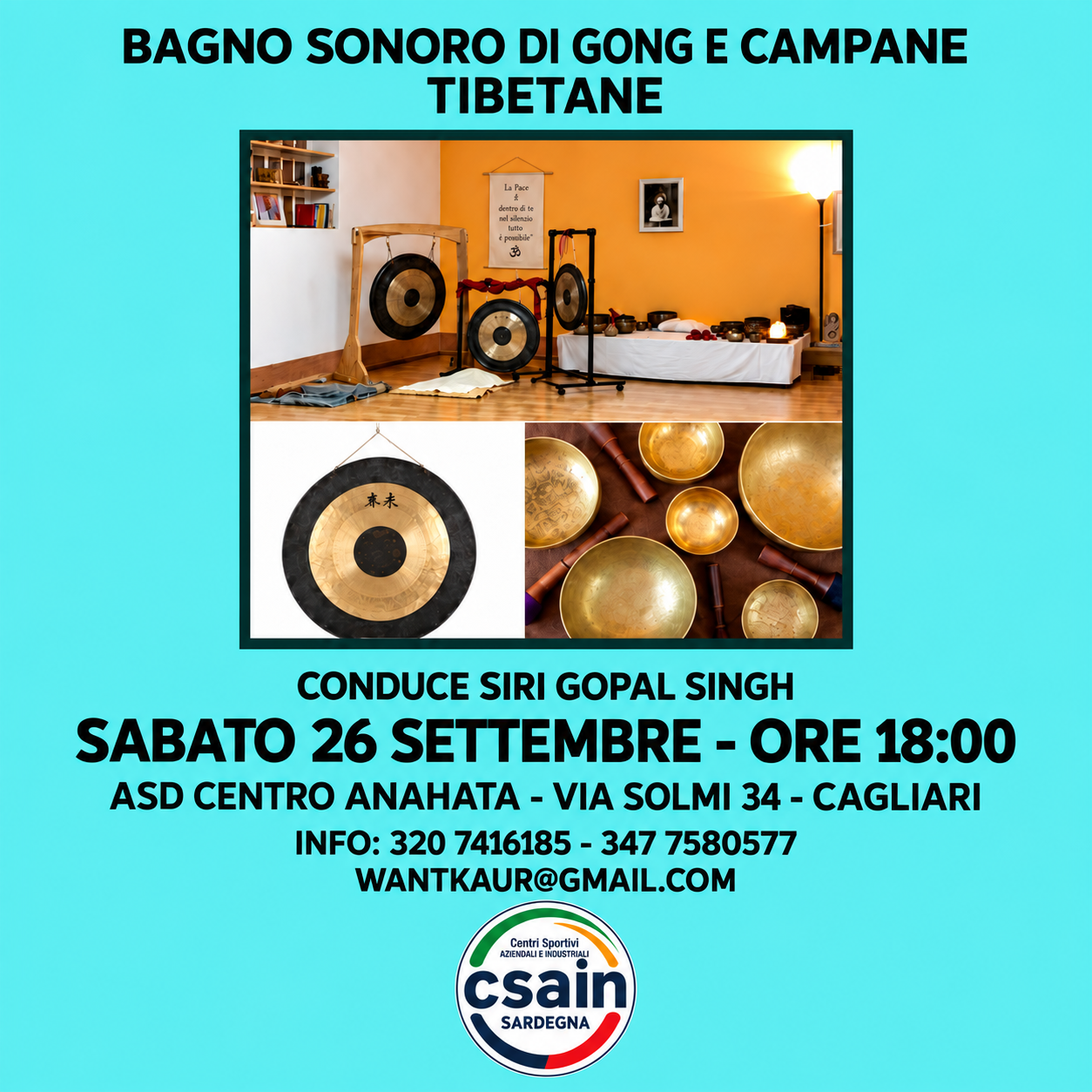 Bagno Sonoro con Gong e Campane Tibetane - sabato 26 settembre 2026